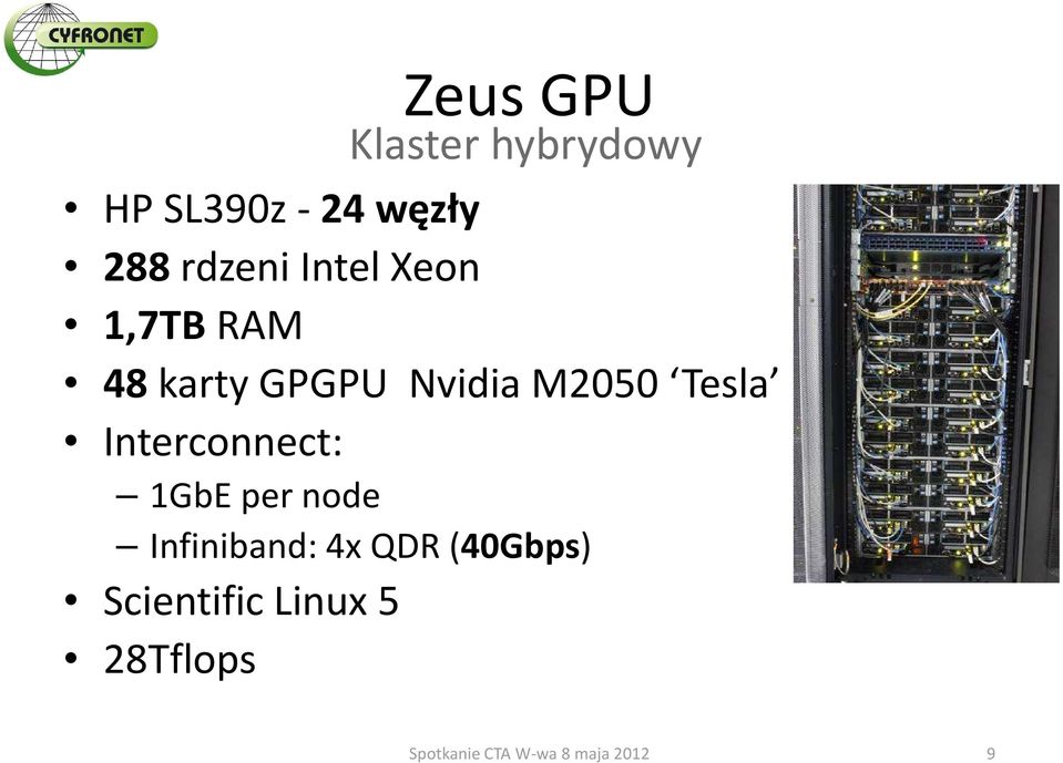 Nvidia M2050 Tesla Interconnect: 1GbE per node