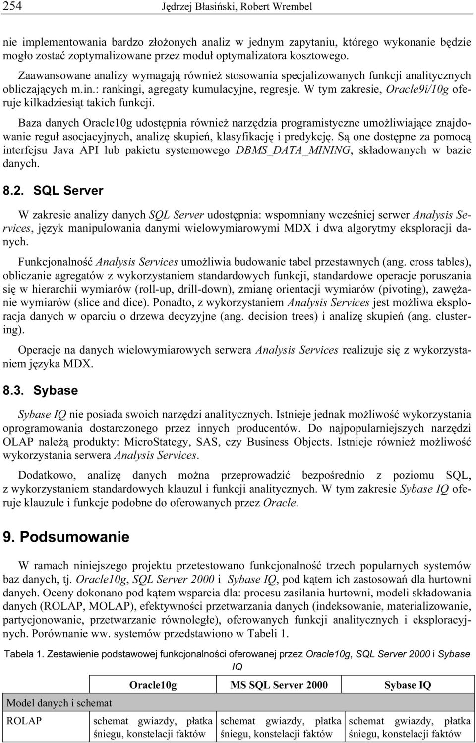 W tym zakresie, Oracle9i/10g oferuje kilkadziesiąt takich funkcji.
