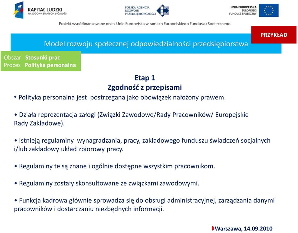 Istnieją regulaminy wynagradzania, pracy, zakładowego funduszu świadczeo socjalnych i/lub zakładowy układ zbiorowy pracy.