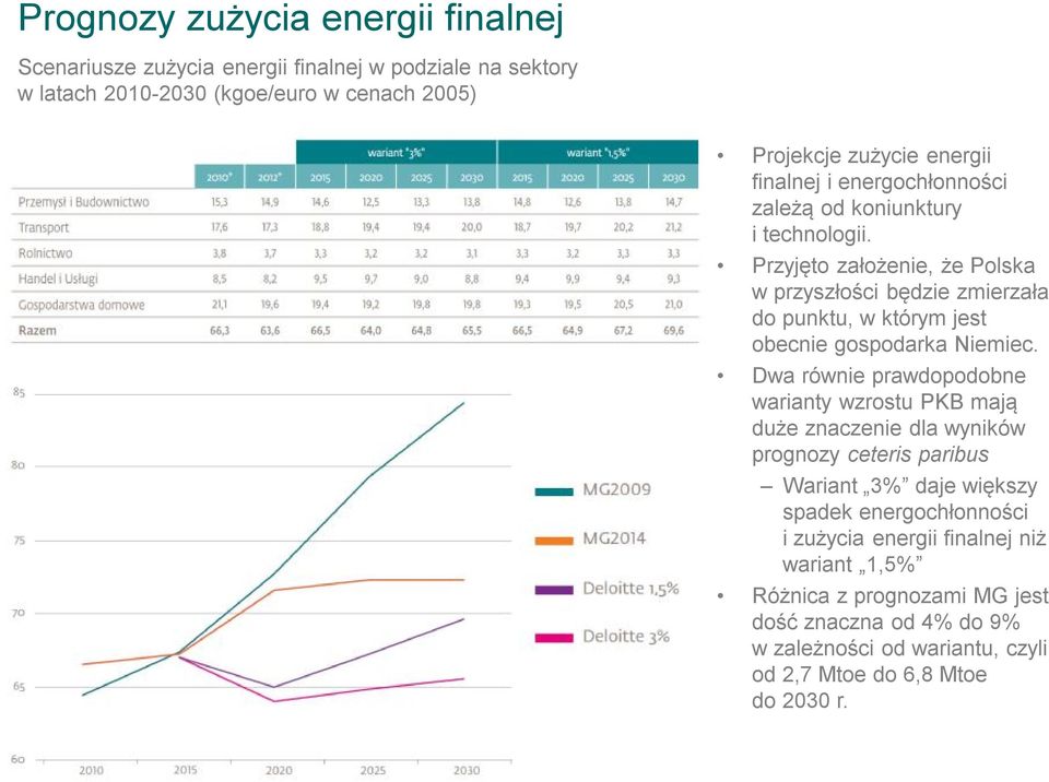 Przyjęto założenie, że Polska w przyszłości będzie zmierzała do punktu, w którym jest obecnie gospodarka Niemiec.
