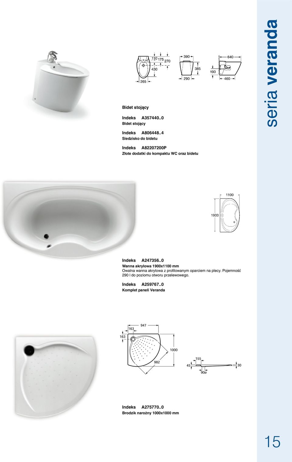 .0 Wanna akrylowa 1900x1100 mm Owalna wanna akrylowa z profilowanym oparciem na plecy.