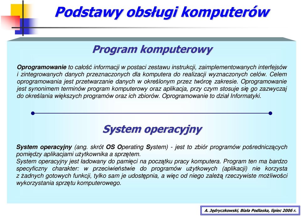 Oprogramowanie jest synonimem terminów program komputerowy oraz aplikacja,, przy czym stosuje się go zazwyczaj do określania większych programów oraz ich zbiorów. Oprogramowanie to dział Informatyki.