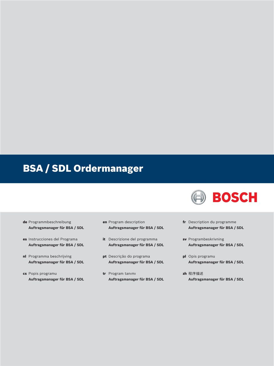 Programbeskrivning Auftragsmanager für BSA / SDL nl Programma beschrijving Auftragsmanager für BSA / SDL pt Descrição do programa Auftragsmanager für BSA / SDL pl