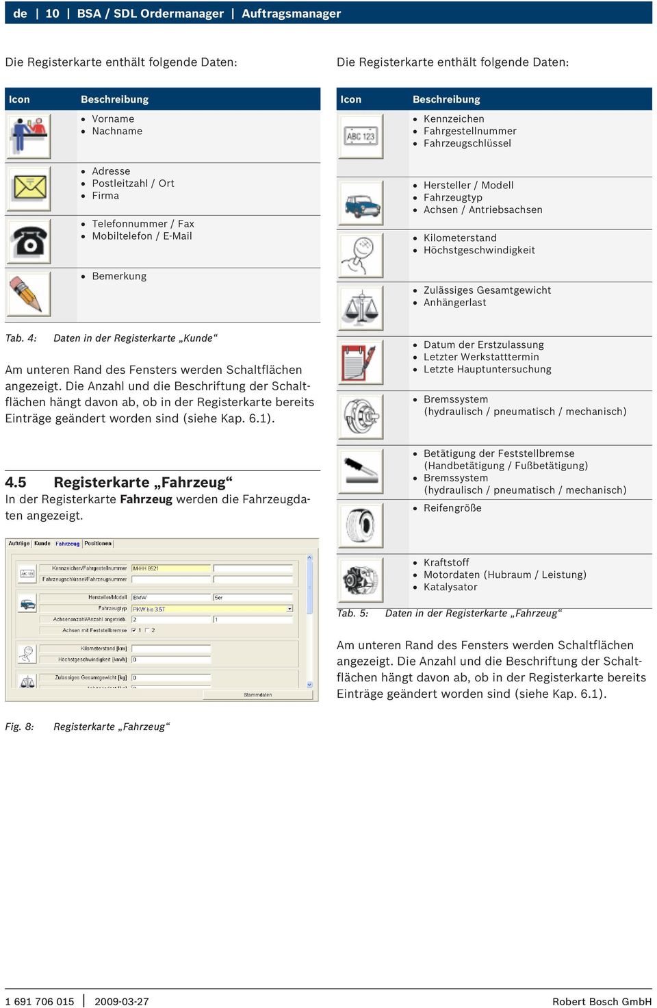 Höchstgeschwindigkeit Bemerkung Zulässiges Gesamtgewicht Anhängerlast Tab. 4: Daten in der Registerkarte Kunde Am unteren Rand des Fensters werden Schaltflächen angezeigt.