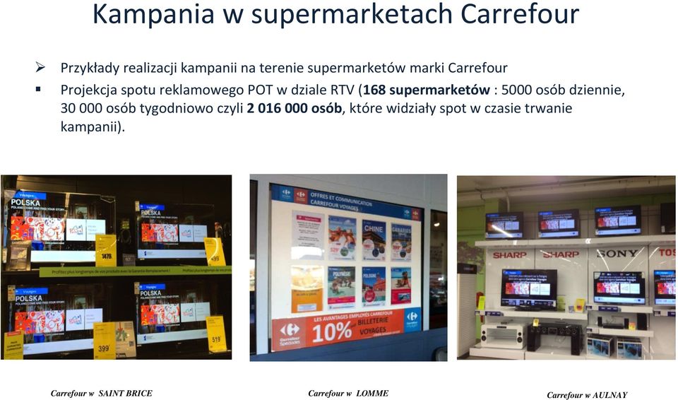 supermarketów : 5000 osób dziennie, 30 000 osób tygodniowo czyli 2 016 000 osób, które