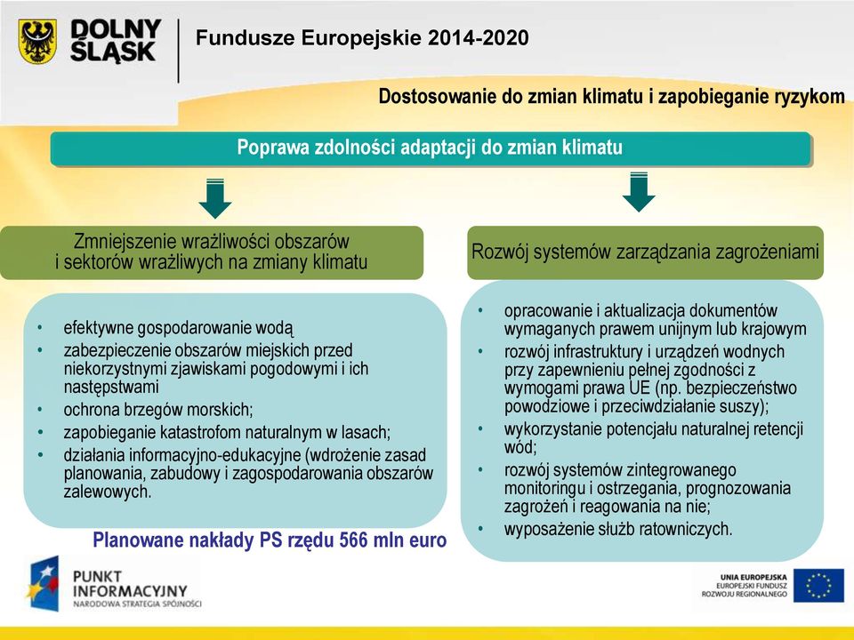 informacyjno-edukacyjne (wdrożenie zasad planowania, zabudowy i zagospodarowania obszarów zalewowych.