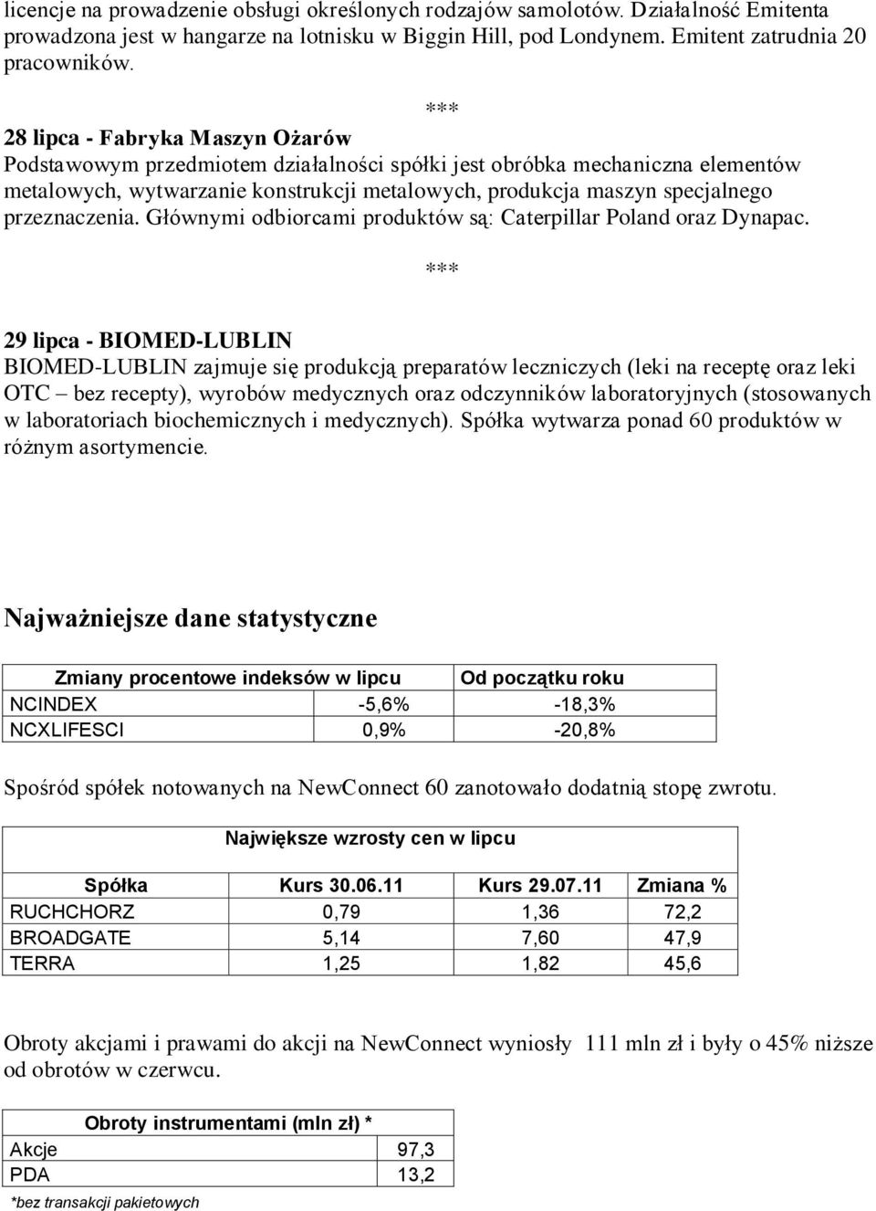 przeznaczenia. Głównymi odbiorcami produktów są: Caterpillar Poland oraz Dynapac.