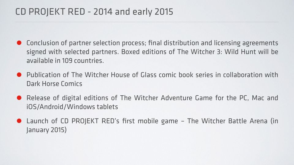 Publication Release Launch of The Witcher House of Glass comic book series in collaboration with Dark Horse Comics of digital