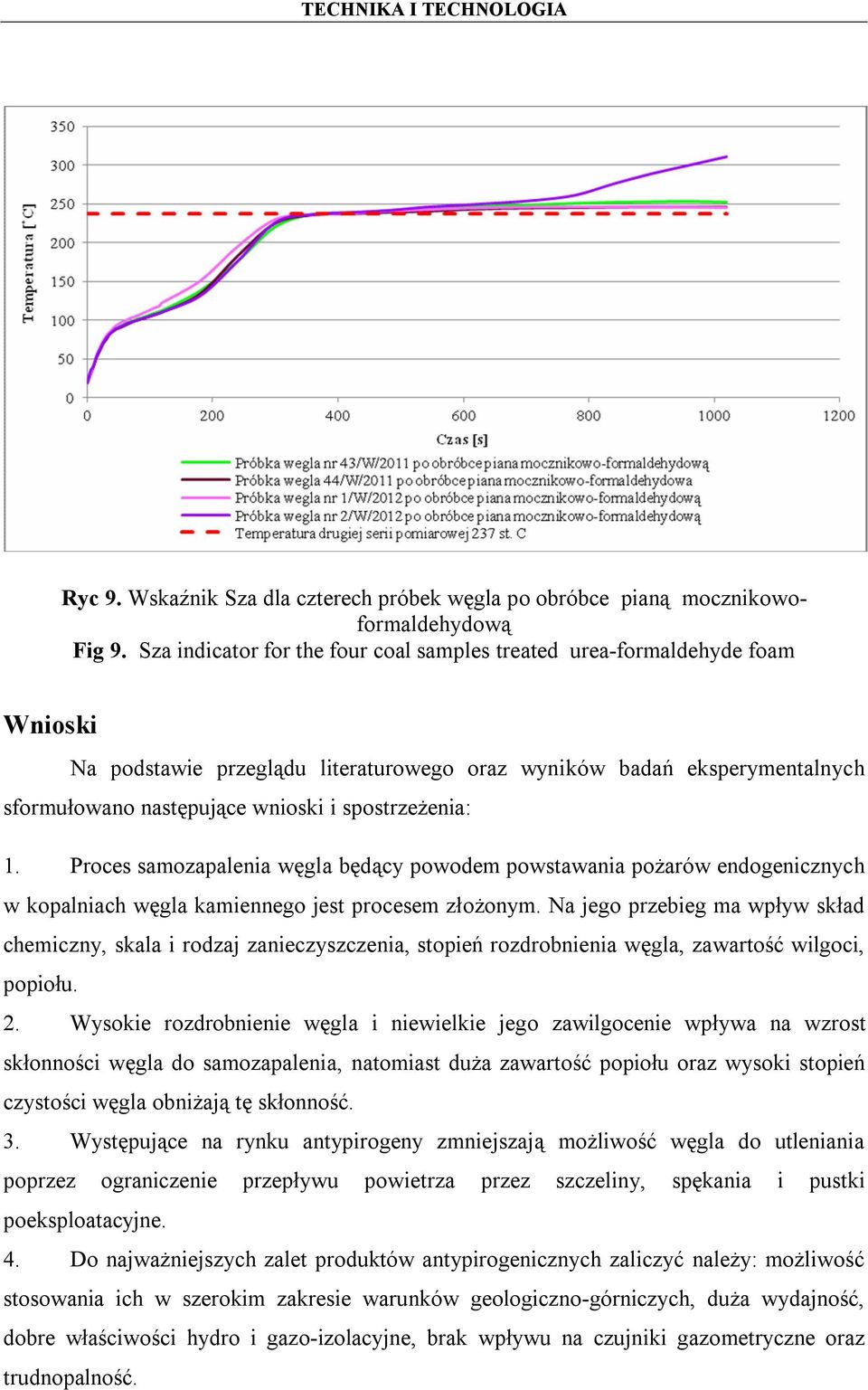 spostrzeżenia: 1. Proces samozapalenia węgla będący powodem powstawania pożarów endogenicznych w kopalniach węgla kamiennego jest procesem złożonym.