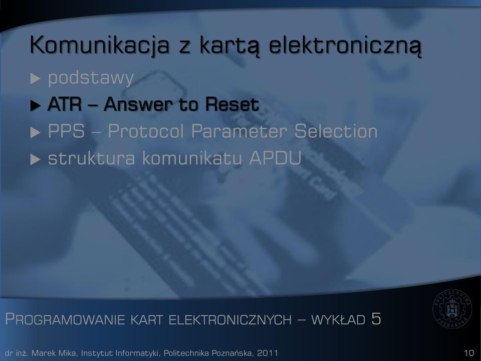 struktura komunikatu APDU dr inż.
