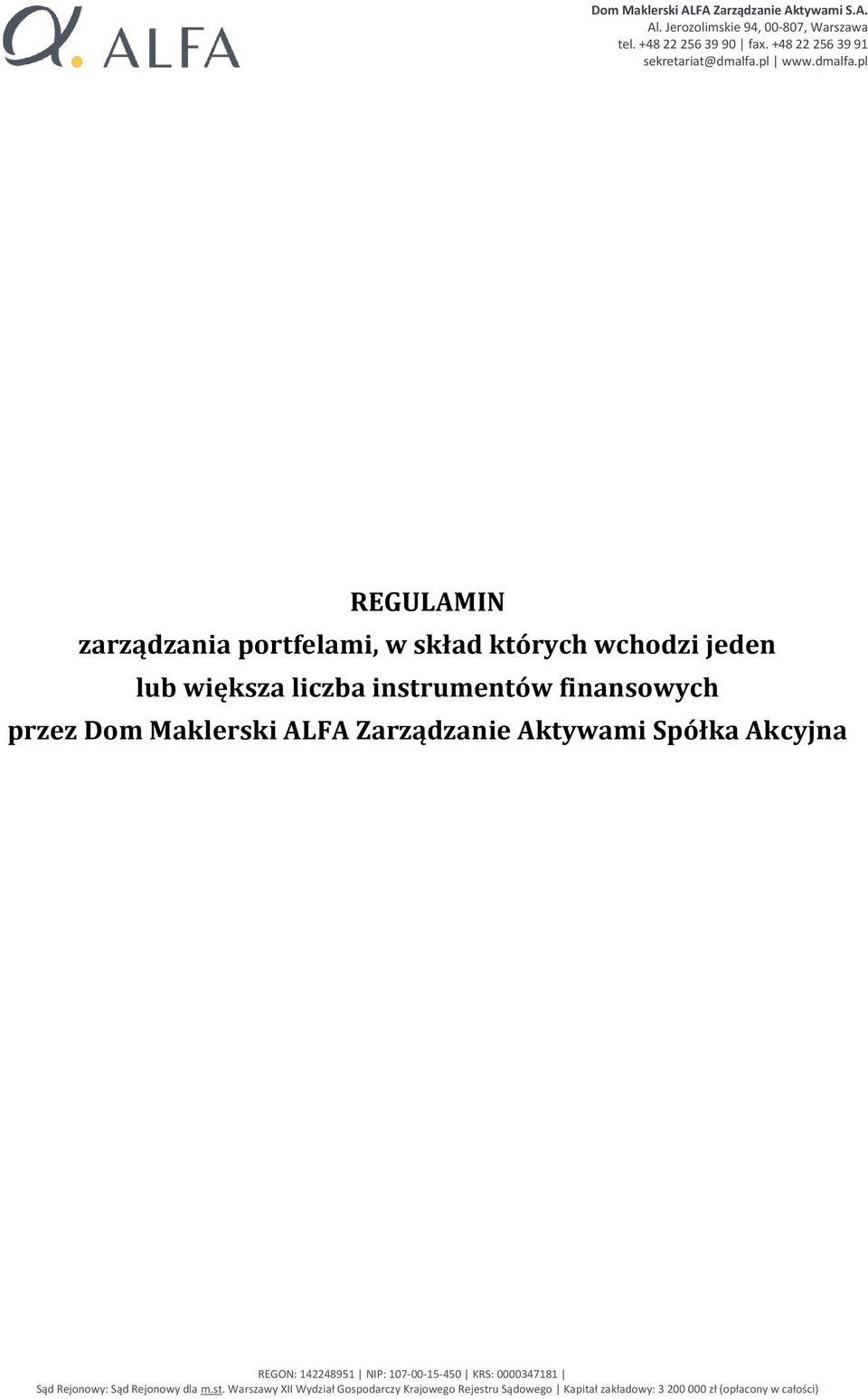 instrumentów finansowych przez Dom