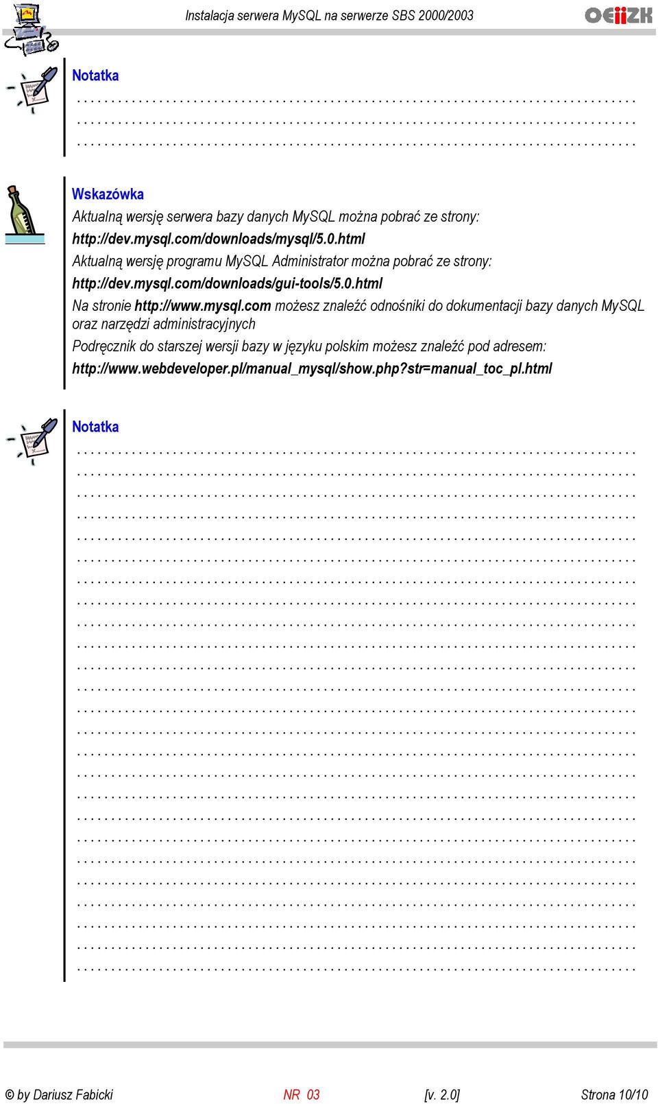 html Na stronie http://www.mysql.