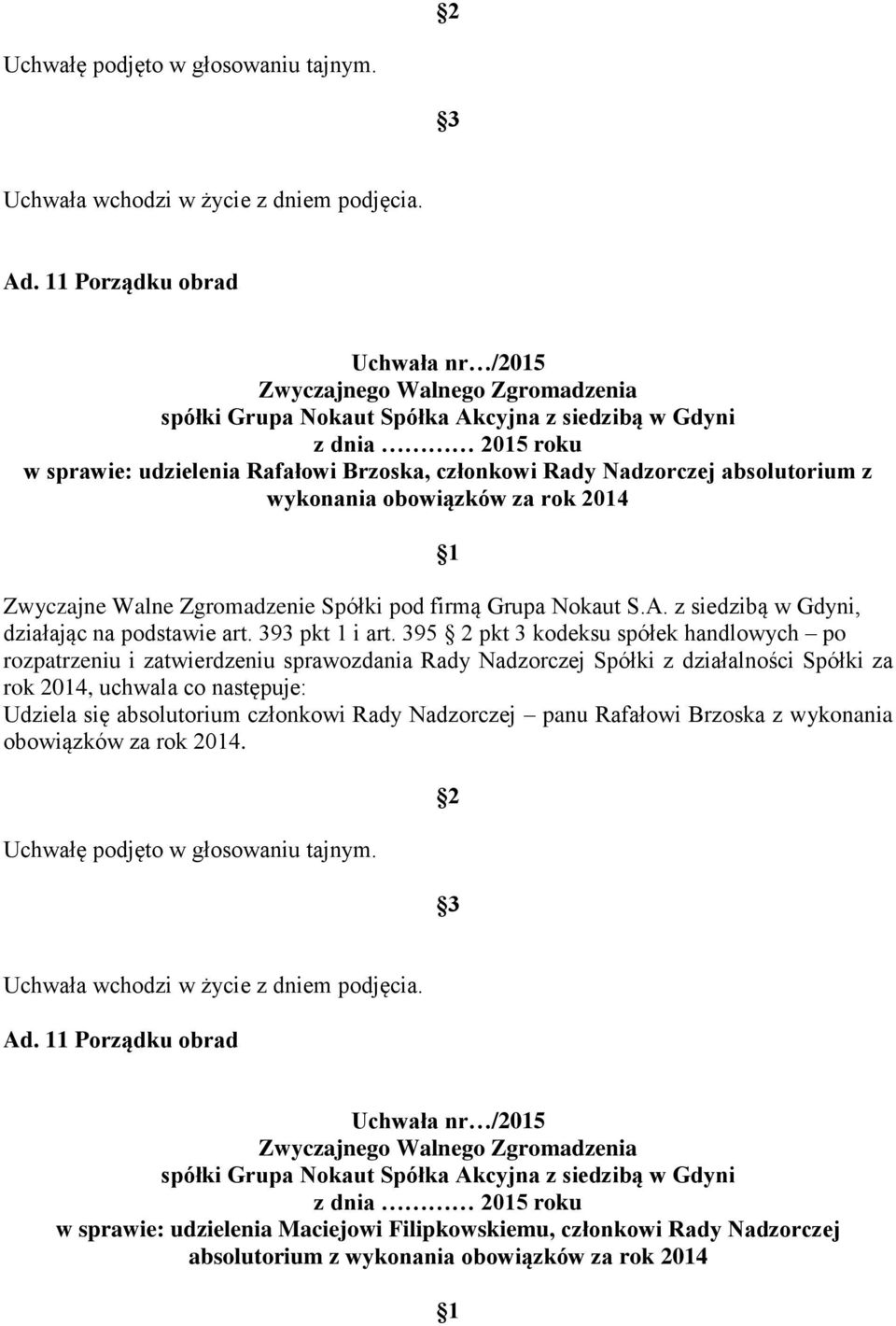 panu Rafałowi Brzoska z wykonania obowiązków za rok 2014.