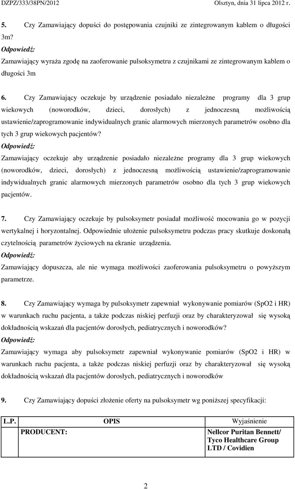 alarmowych mierzonych parametrów osobno dla tych 3 grup wiekowych pacjentów?