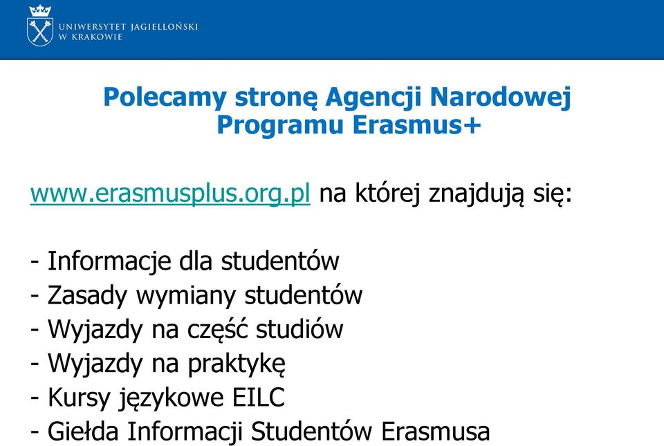 pl na której znajdują się: - Informacje dla studentów - Zasady