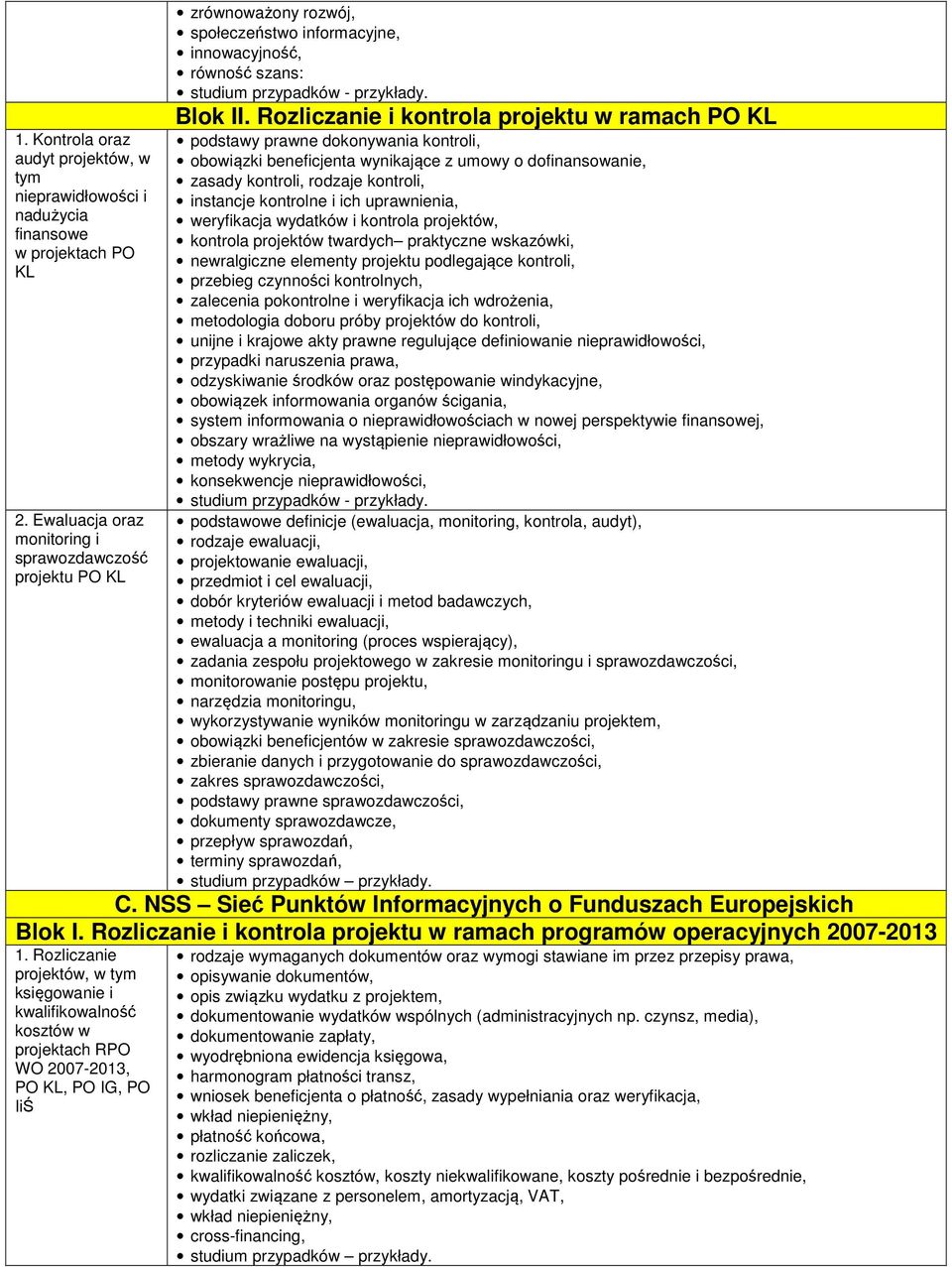 Rozliczanie i kontrola projektu w ramach PO KL podstawy prawne dokonywania kontroli, obowiązki beneficjenta wynikające z umowy o dofinansowanie, zasady kontroli, rodzaje kontroli, instancje kontrolne