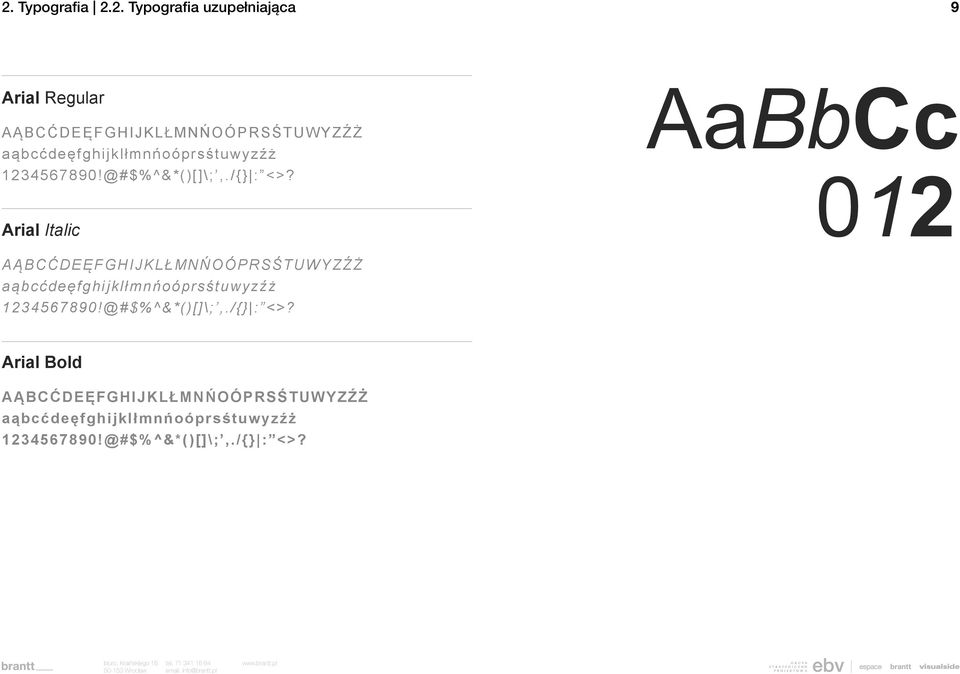 Arial Italic AaBbCc 012 AĄBCĆDEĘFGHIJKLŁMNŃOÓPRSŚTUWYZŹŻ  Arial Bold