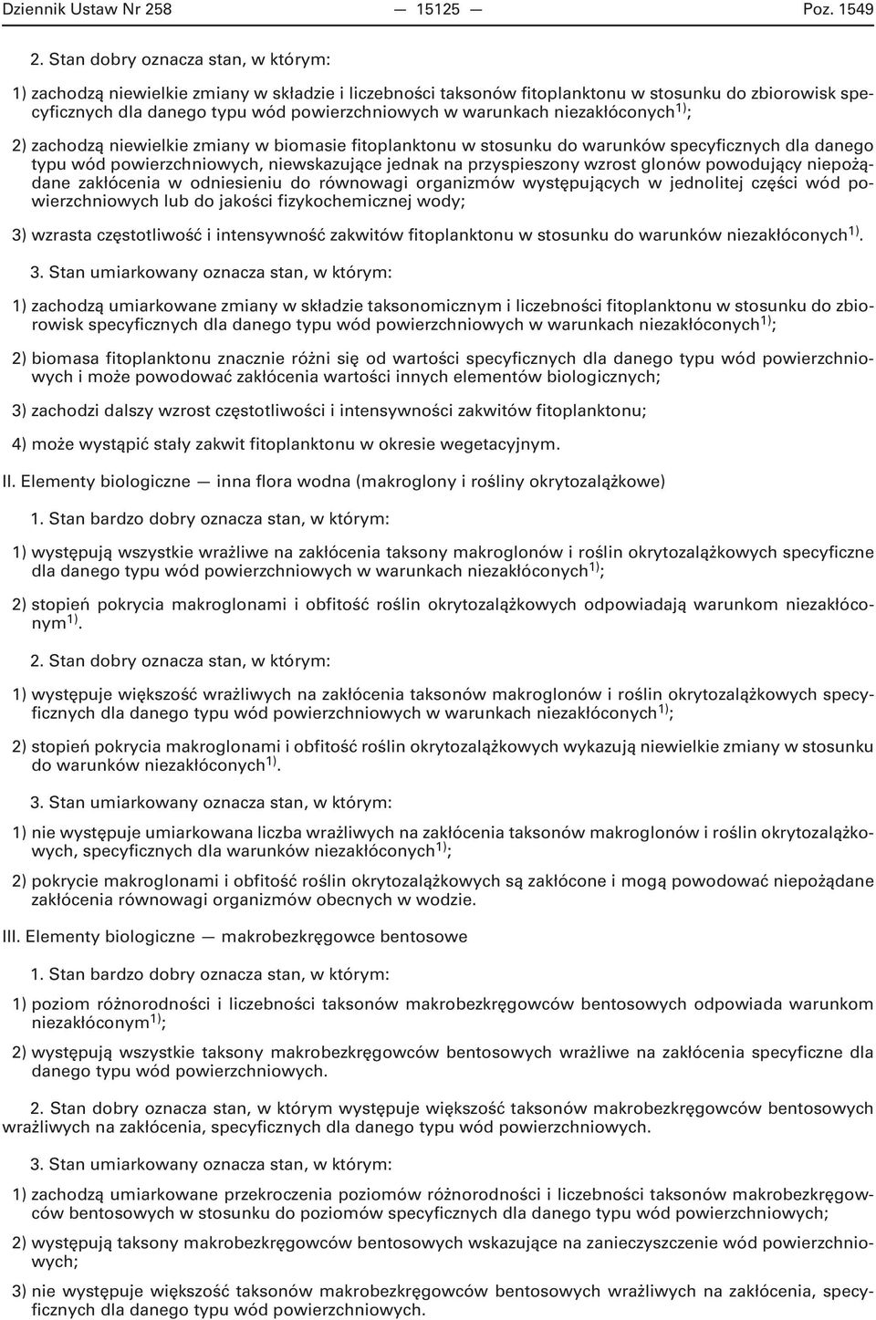 zmiany w biomasie fitoplanktonu w stosunku do warunków specyficznych dla danego typu wód, niewskazujące jednak na przyspieszony wzrost glonów powodujący niepożądane zakłócenia w odniesieniu do