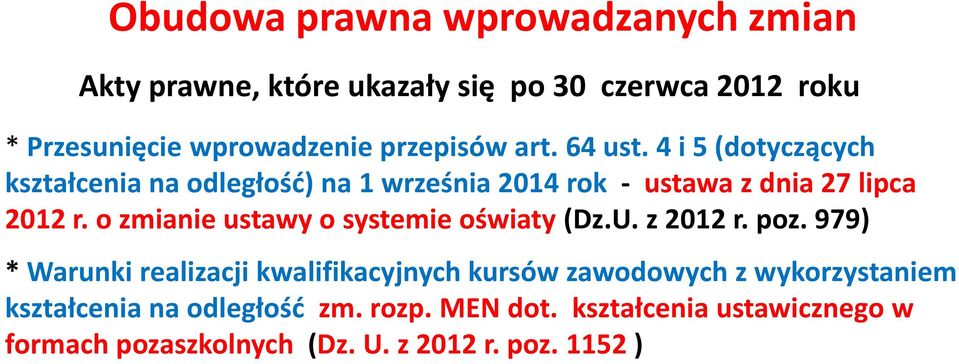 o zmianie ustawy o systemie oświaty (Dz.U. z 2012 r. poz.