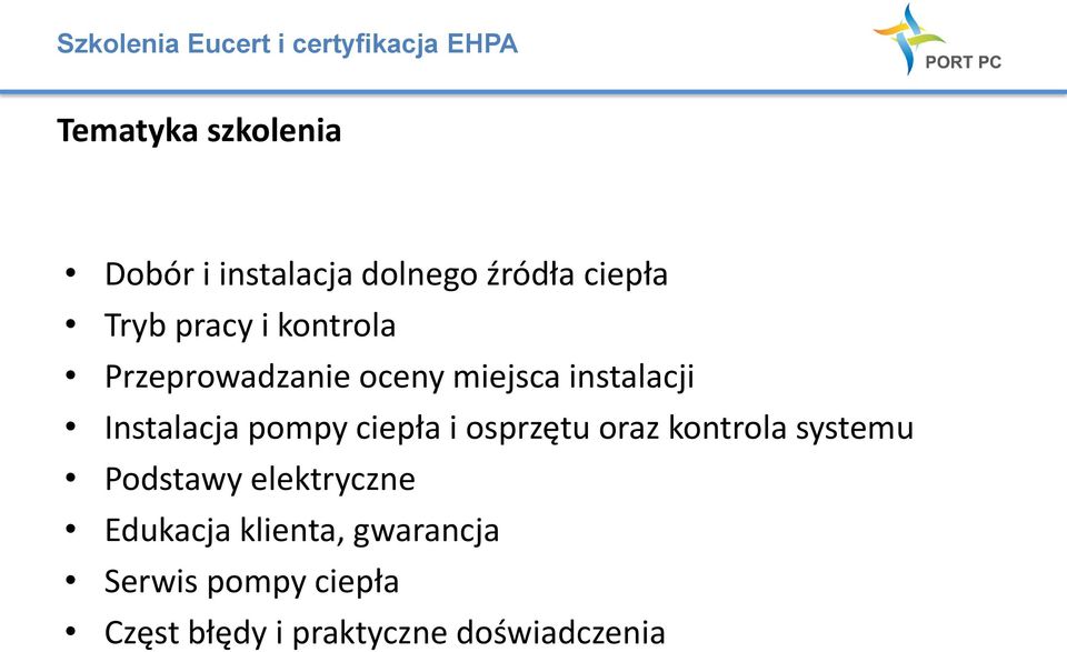 ciepła i osprzętu oraz kontrola systemu Podstawy elektryczne Edukacja