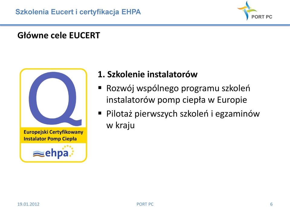 Szkolenie instalatorów Rozwój wspólnego programu szkoleń