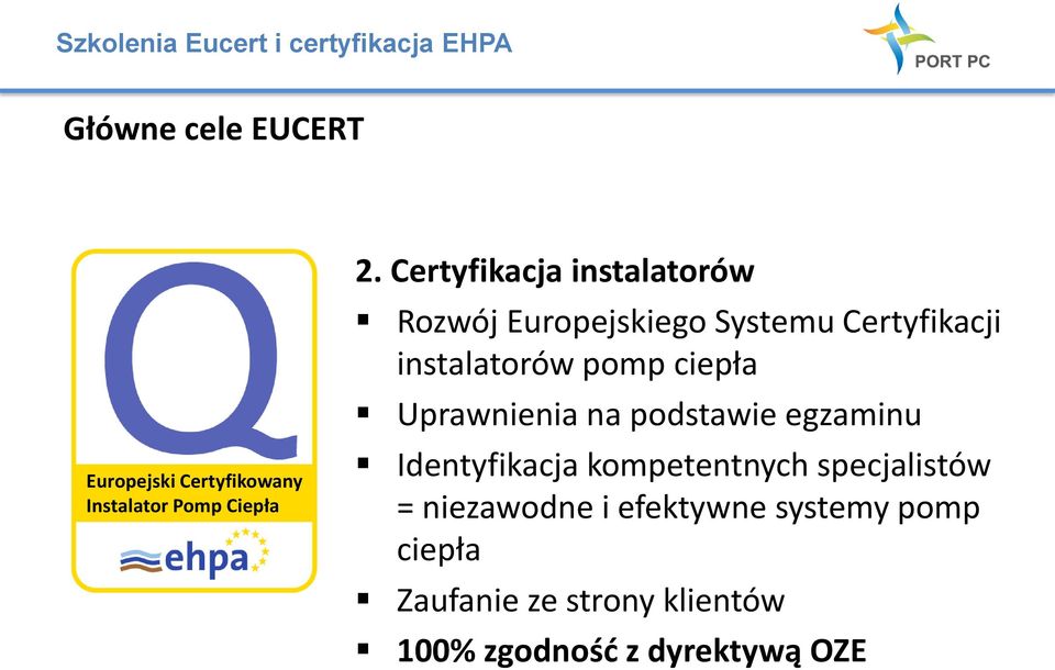 pomp ciepła Uprawnienia na podstawie egzaminu Identyfikacja kompetentnych