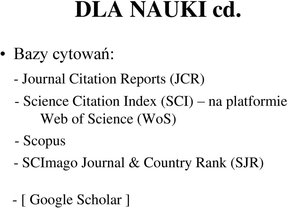 Science Citation Index (SCI) na platformie Web