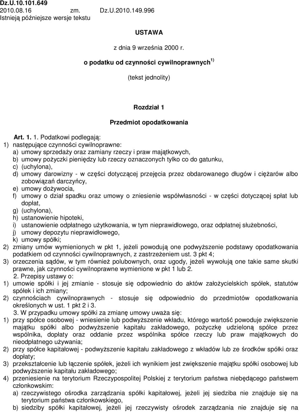(tekst jednolity) Rozdział 1 