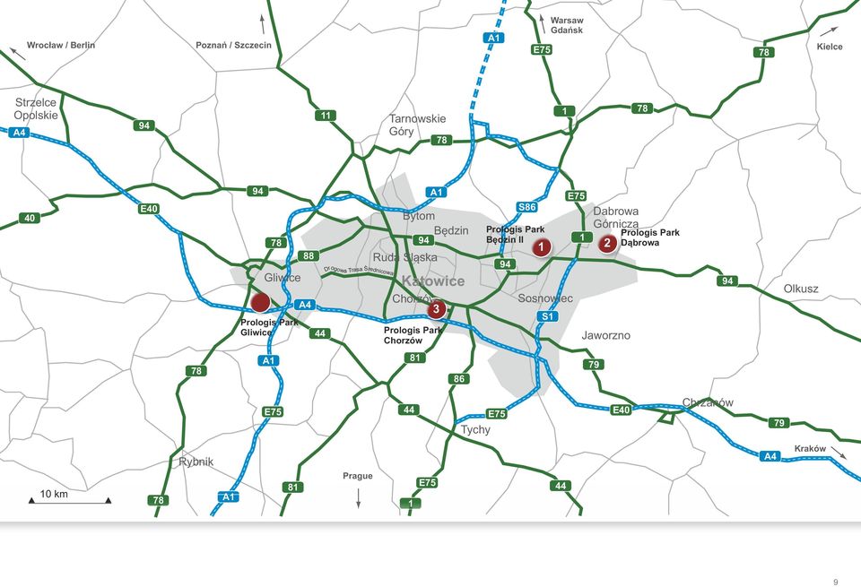 Katowice Chorzów 3 Proogis Park Chorzów S86 Proogis Park Będzin II Sosnowiec S Dabrowa