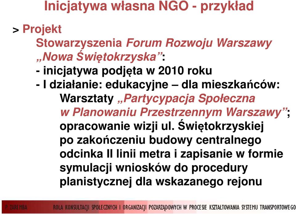 w Planowaniu Przestrzennym Warszawy ; opracowanie wizji ul.