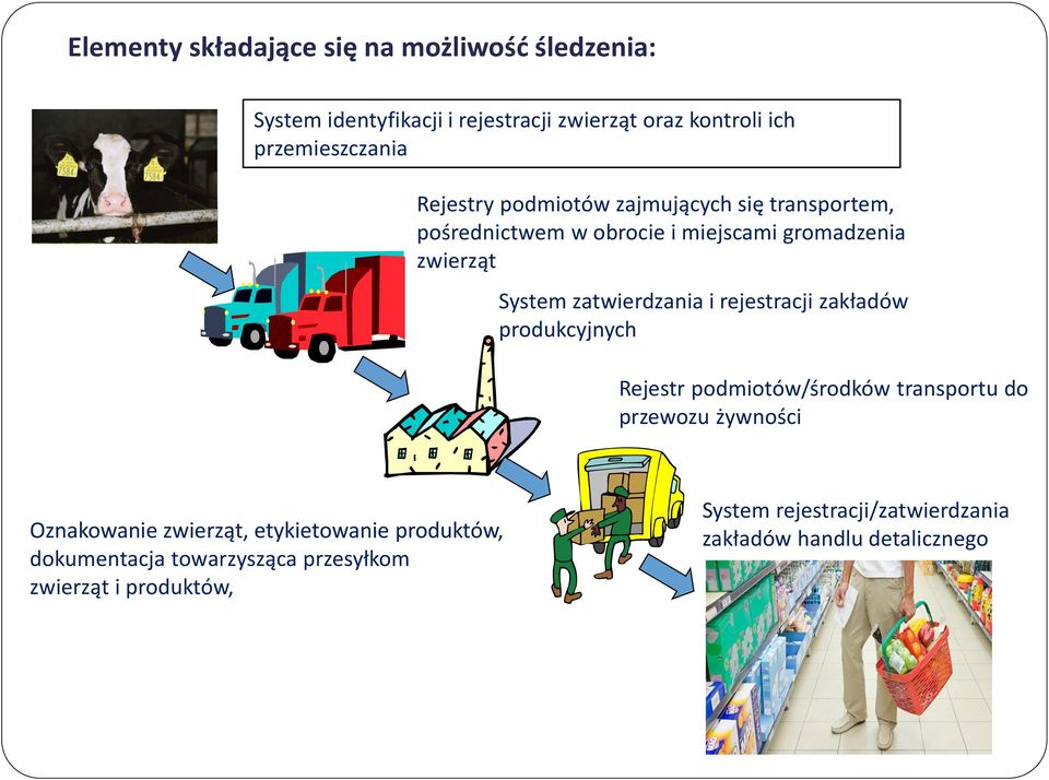 rejestracji zakładów produkcyjnych Rejestr podmiotów/środków transportu do przewozu żywności Oznakowanie zwierząt, etykietowanie