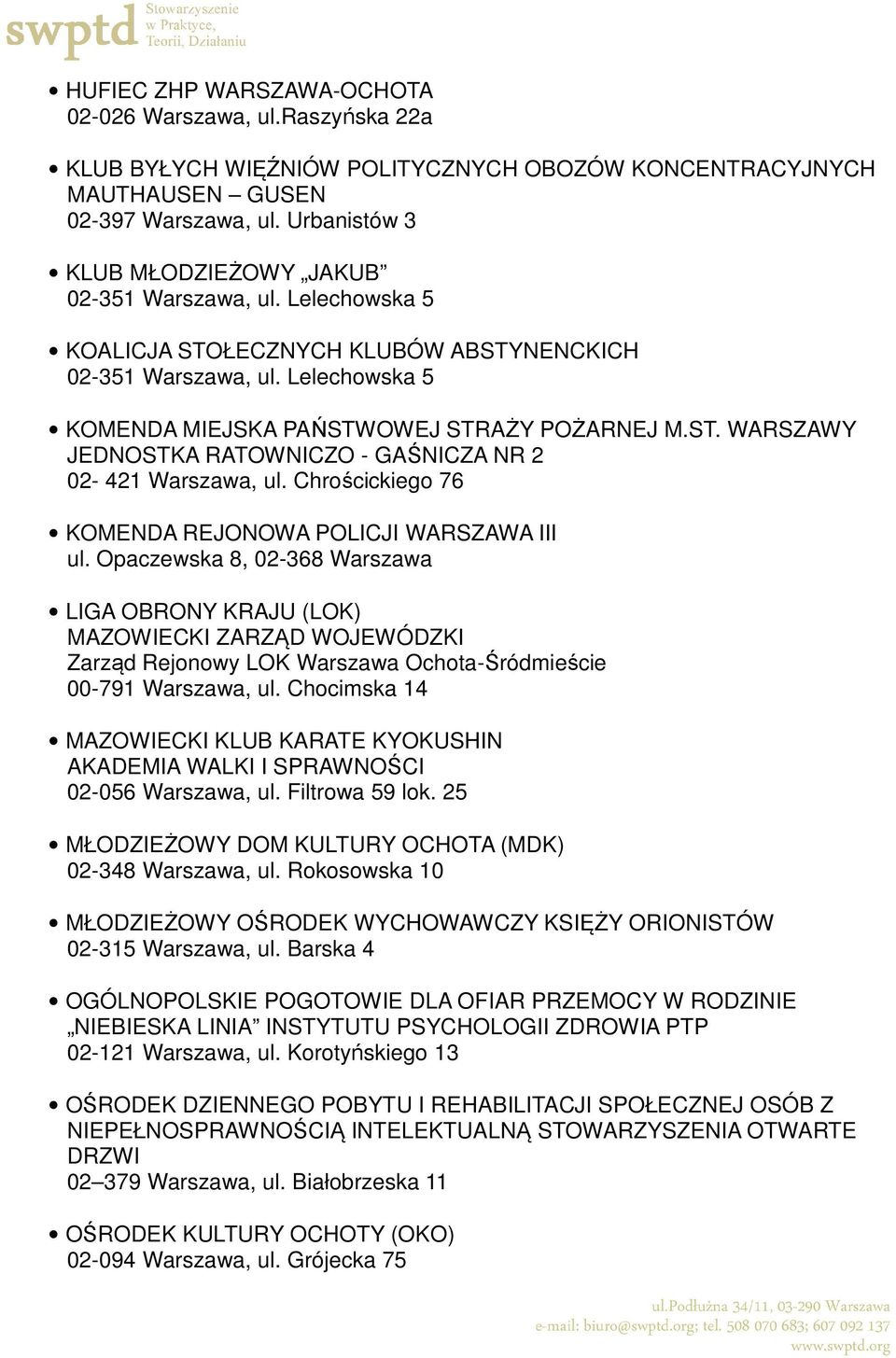 Chrościckiego 76 KOMENDA REJONOWA POLICJI WARSZAWA III ul.