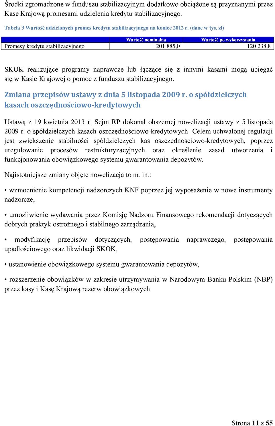zł) Wartość nominalna Wartość po wykorzystaniu Promesy kredytu stabilizacyjnego 21 885, 12 238,8 SKOK realizujące programy naprawcze lub łączące się z innymi kasami mogą ubiegać się w Kasie Krajowej
