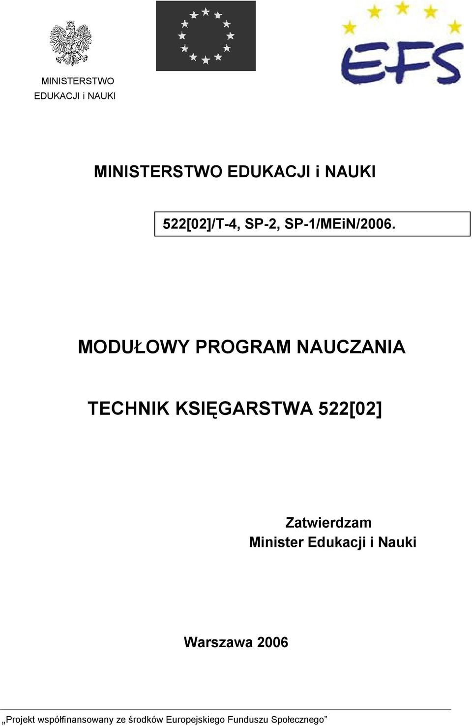 MODUŁOWY PROGRAM NAUCZANIA TECHNIK KSIĘGARSTWA
