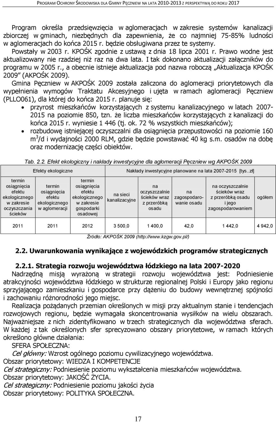 I tak dokonano aktualizacji załączników do programu w 2005 r., a obecnie istnieje aktualizacja pod nazwa roboczą Aktualizacja KPOŚK 2009 (AKPOŚK 2009).