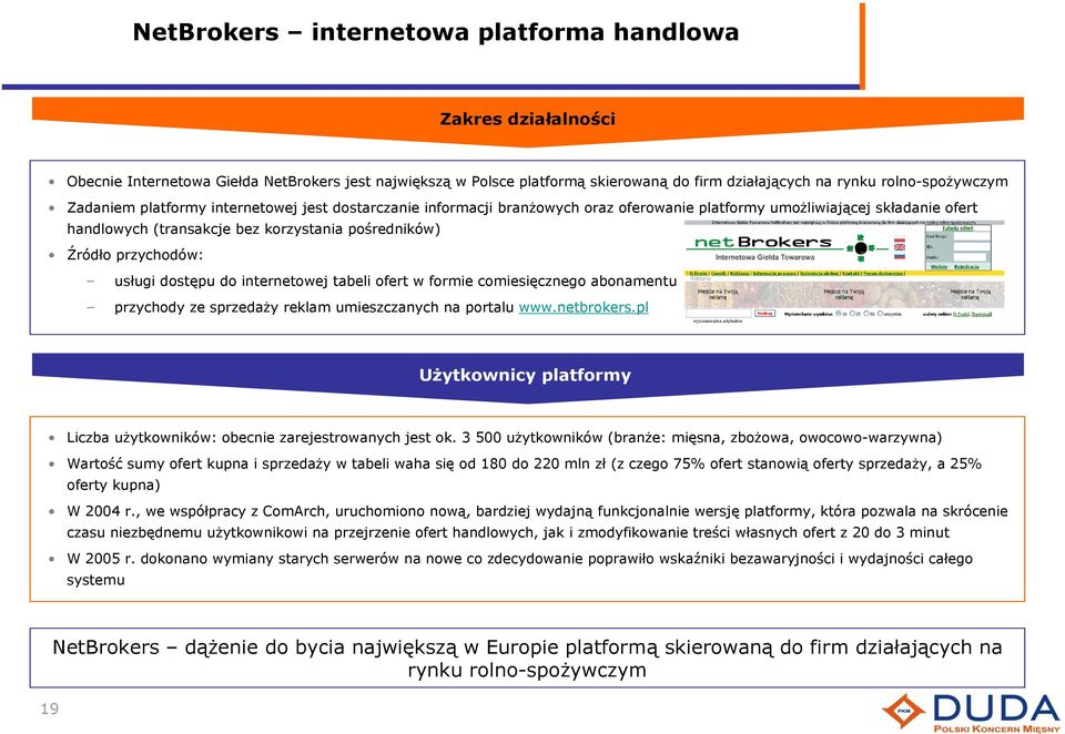 usługi dostępu do internetowej tabeli ofert w formie comiesięcznego abonamentu przychody ze sprzedaży reklam umieszczanych na portalu www.netbrokers.