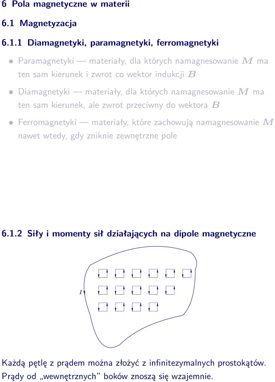 1 Diamagnetyki, paramagnetyki, ferromagnetyki Paramagnetyki materiały, dla których namagnesowanie M ma ten sam kierunek i zwrot co wektor