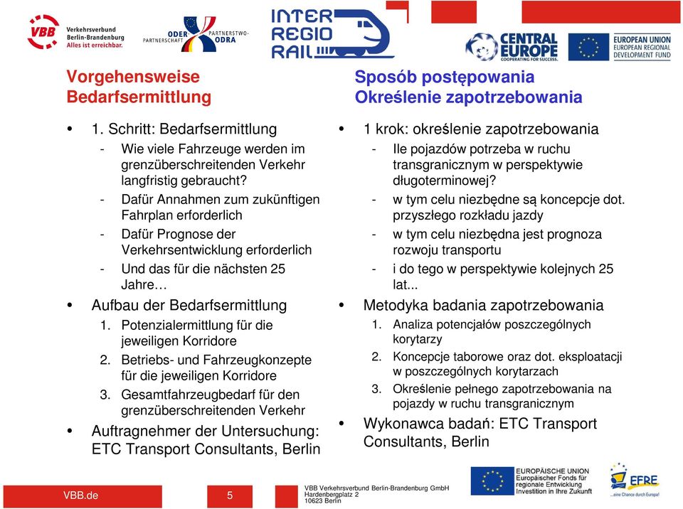 Potenzialermittlung für die jeweiligen Korridore 2. Betriebs- und Fahrzeugkonzepte für die jeweiligen Korridore 3.
