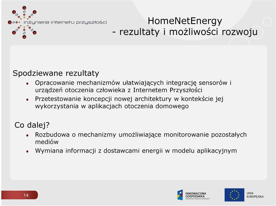 architektury w kontekście jej wykorzystania w aplikacjach otoczenia domowego Co dalej?