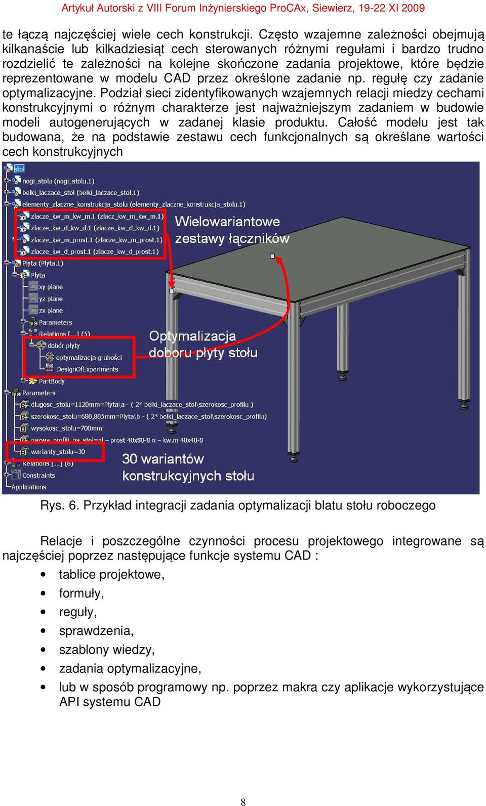 reprezentowane w modelu CAD przez określone zadanie np. regułę czy zadanie optymalizacyjne.
