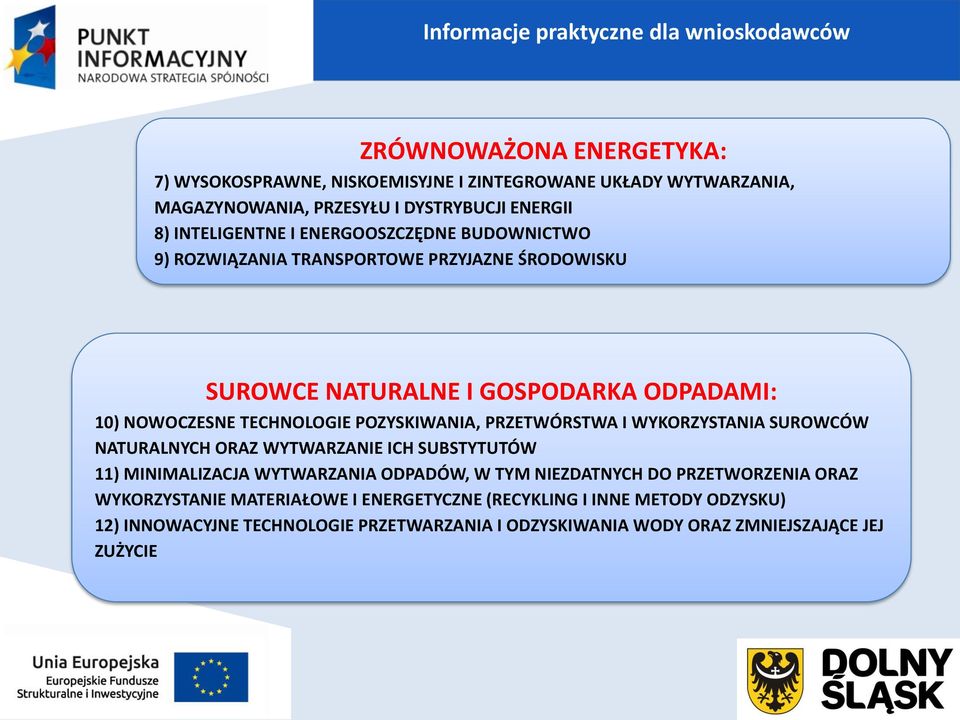 POZYSKIWANIA, PRZETWÓRSTWA I WYKORZYSTANIA SUROWCÓW NATURALNYCH ORAZ WYTWARZANIE ICH SUBSTYTUTÓW 11) MINIMALIZACJA WYTWARZANIA ODPADÓW, W TYM NIEZDATNYCH DO PRZETWORZENIA