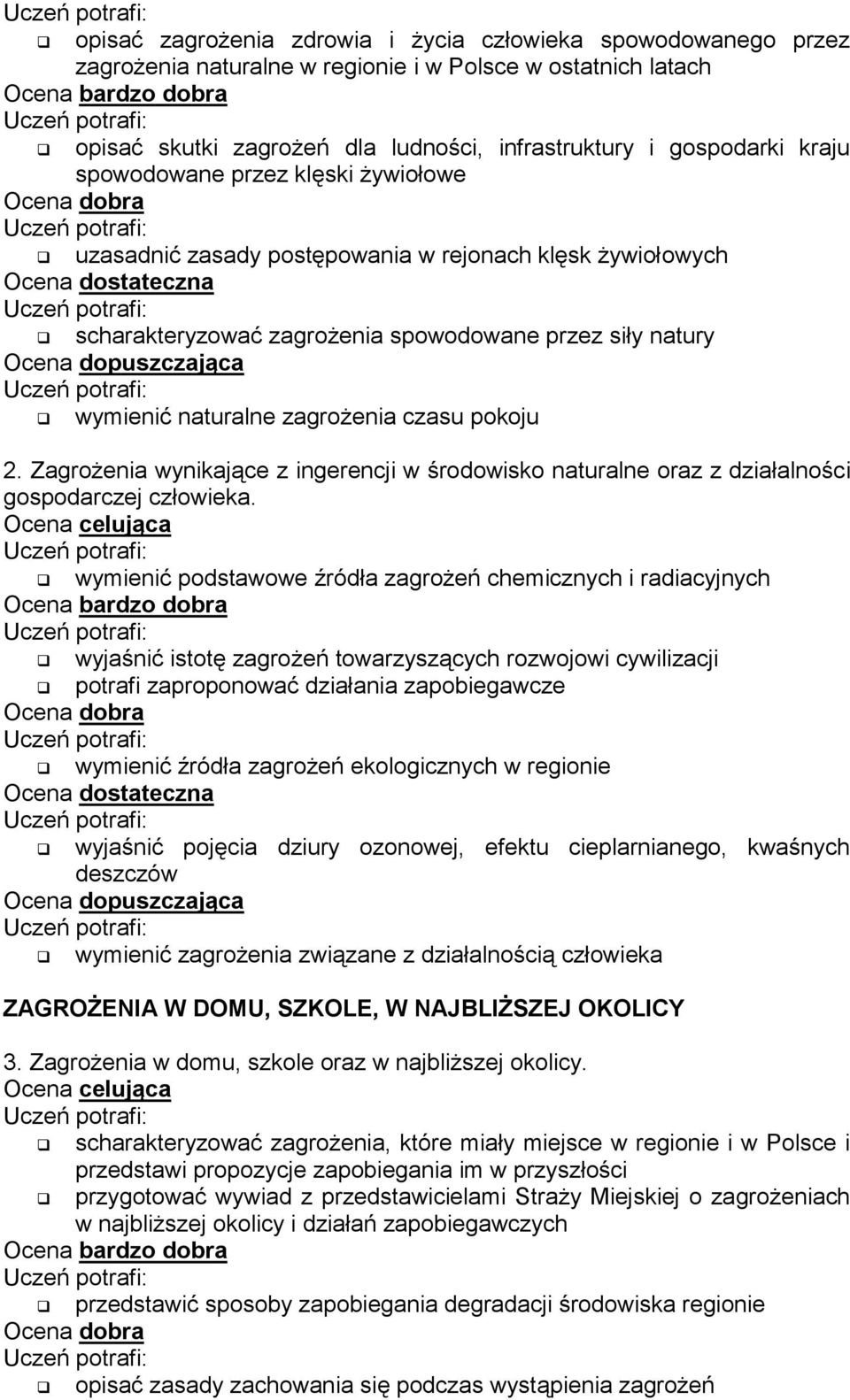 Zagrożenia wynikające z ingerencji w środowisko naturalne oraz z działalności gospodarczej człowieka.