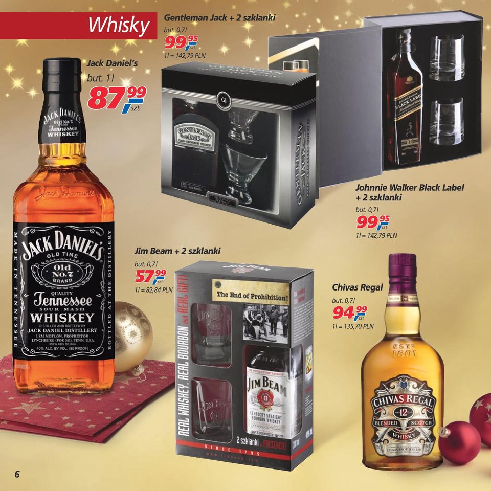 PLN Jim Beam + 2 szklanki 57, 99 1 l = 82,84 PLN Johnnie