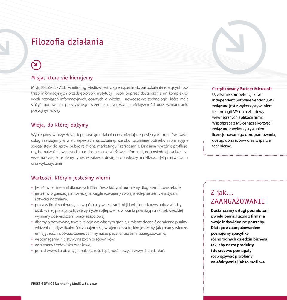 pozycji rynkowej. Wizja, do której dążymy Wybiegamy w przyszłość, dopasowując działania do zmieniającego się rynku mediów.