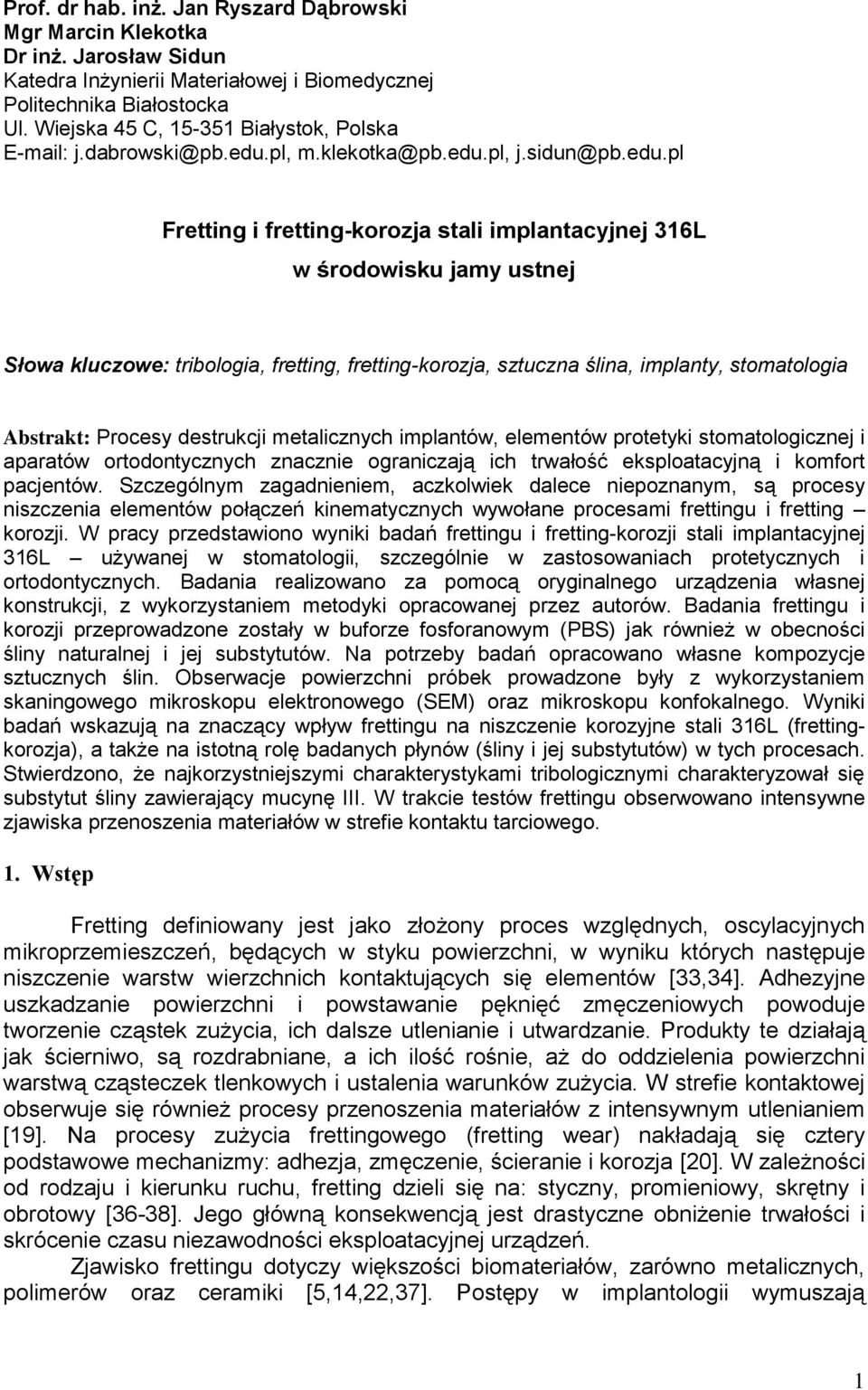pl, m.klekotka@pb.edu.