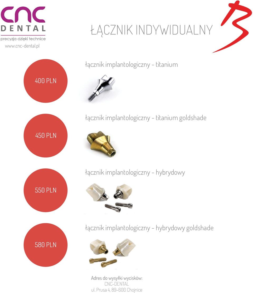 titanium goldshade 450 PLN łącznik implantologiczny - hybrydowy 550 PLN