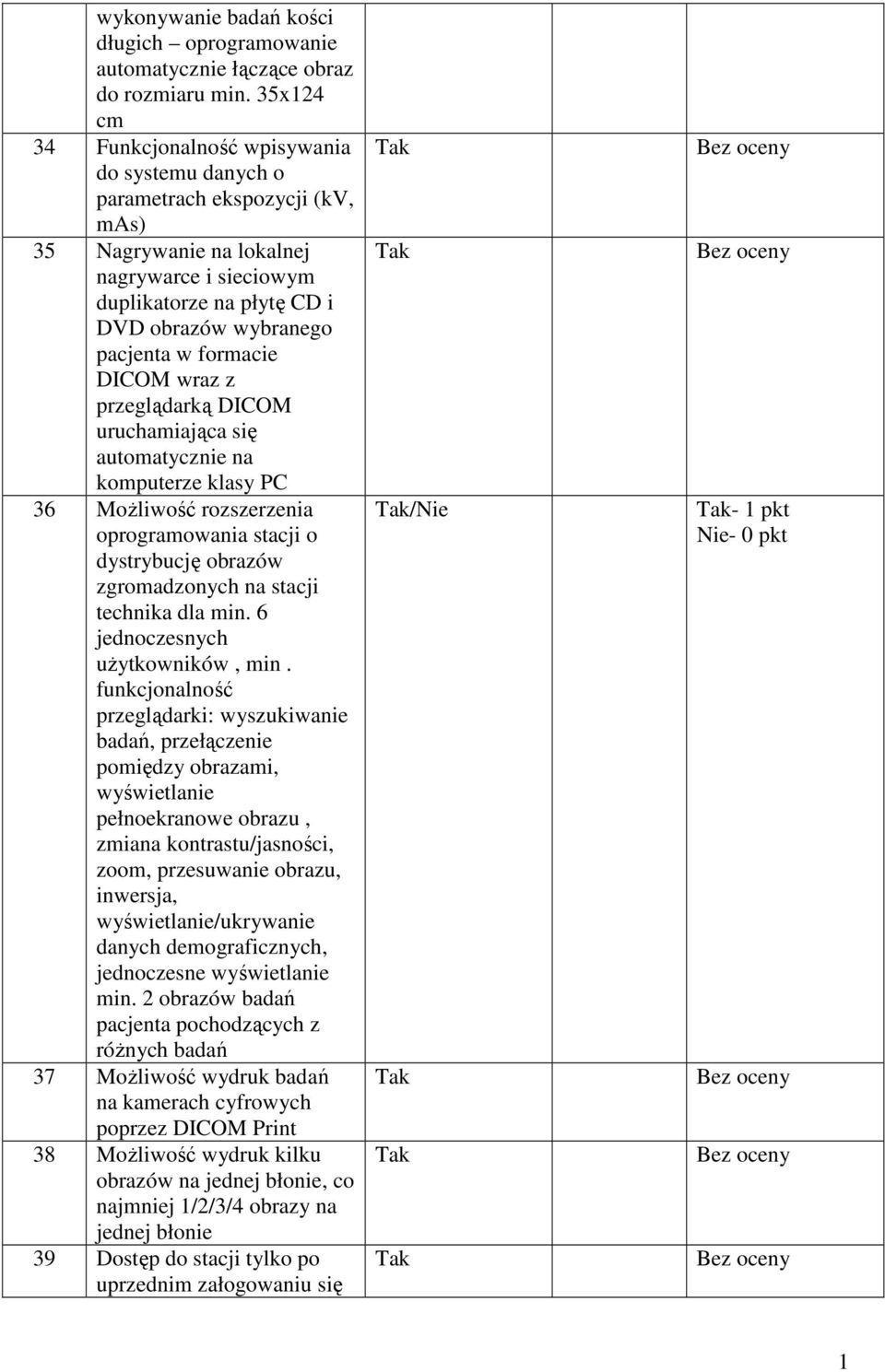 w formacie DICOM wraz z przeglądarką DICOM uruchamiająca się automatycznie na komputerze klasy PC 36 MoŜliwość rozszerzenia oprogramowania stacji o dystrybucję obrazów zgromadzonych na stacji