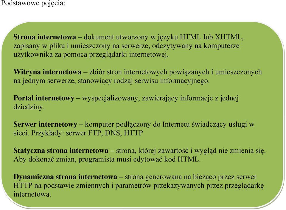 Portal internetowy wyspecjalizowany, zawierający informacje z jednej dziedziny. Serwer internetowy komputer podłączony do Internetu świadczący usługi w sieci.