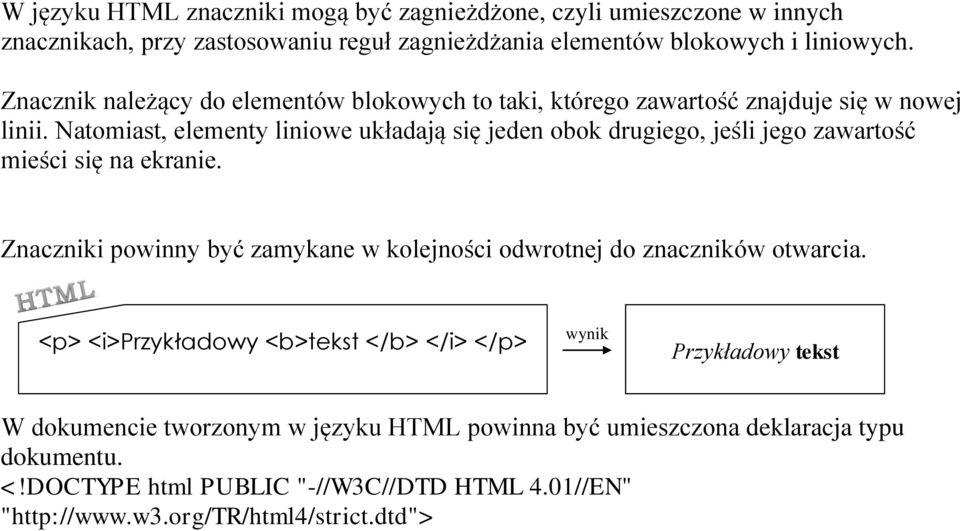 Natomiast, elementy liniowe układają się jeden obok drugiego, jeśli jego zawartość mieści się na ekranie.