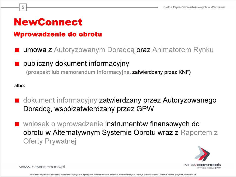 wprowadzenie instrumentów finansowych do obrotu w Alternatywnym Systemie Obrotu wraz z Raportem z Oferty Prywatnej Powielanie bądź publikowanie niniejszego